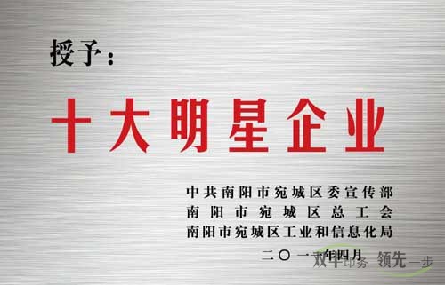 南陽市雙豐印務(wù)有限公司十大明星企業(yè)